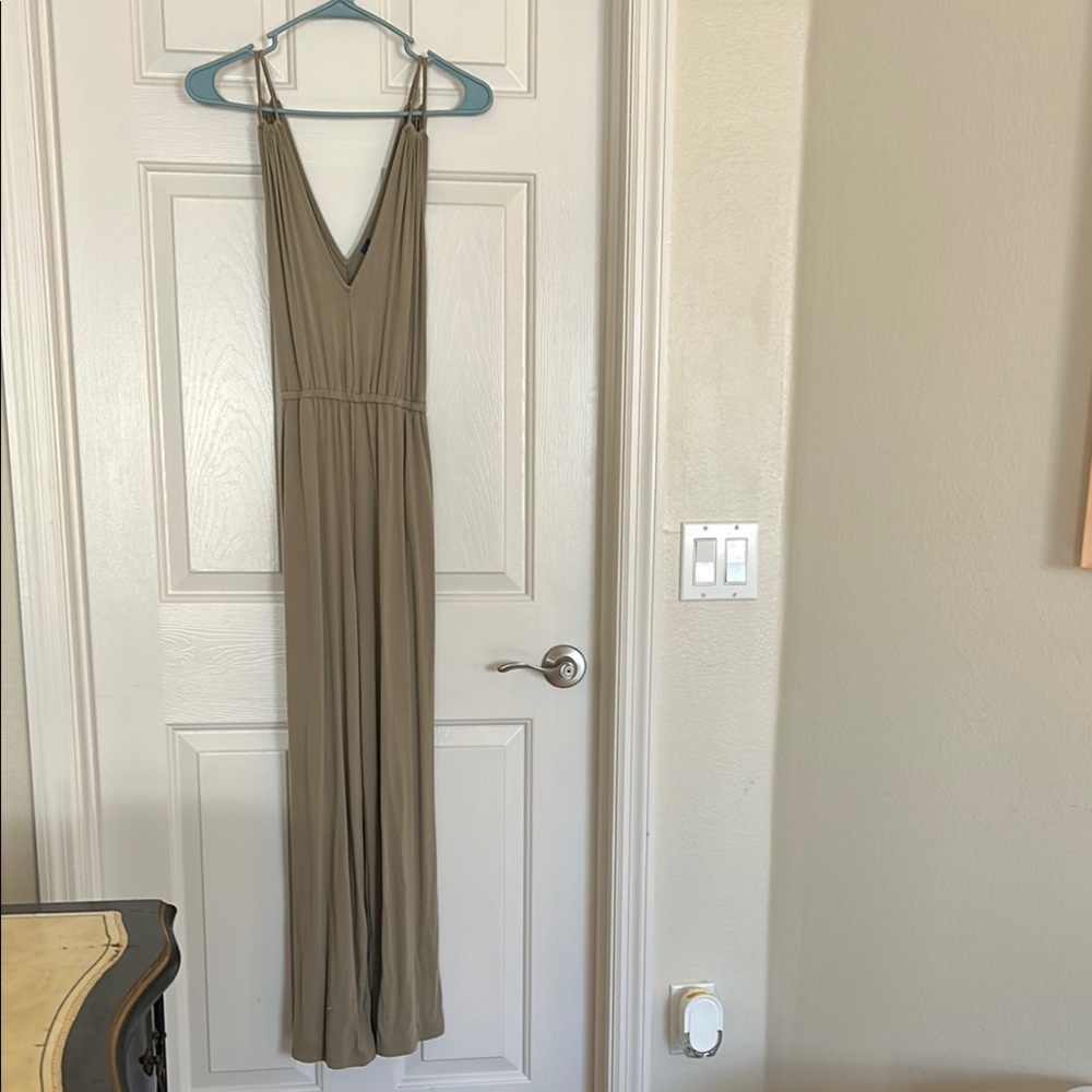 Old Navy Olive Green Sleeveless V-Neck Wide Leg Jumpsuit | Size S